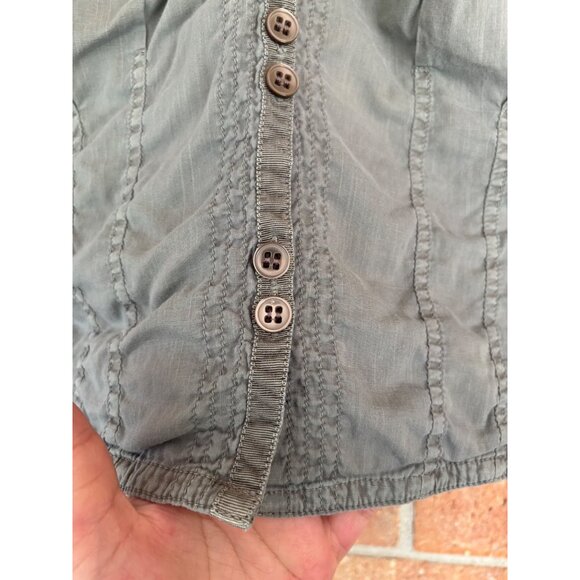 Anthropologie Elevenses Button-Up Blouse With Ruched Details & Long Sleeves - Picture 10 of 10